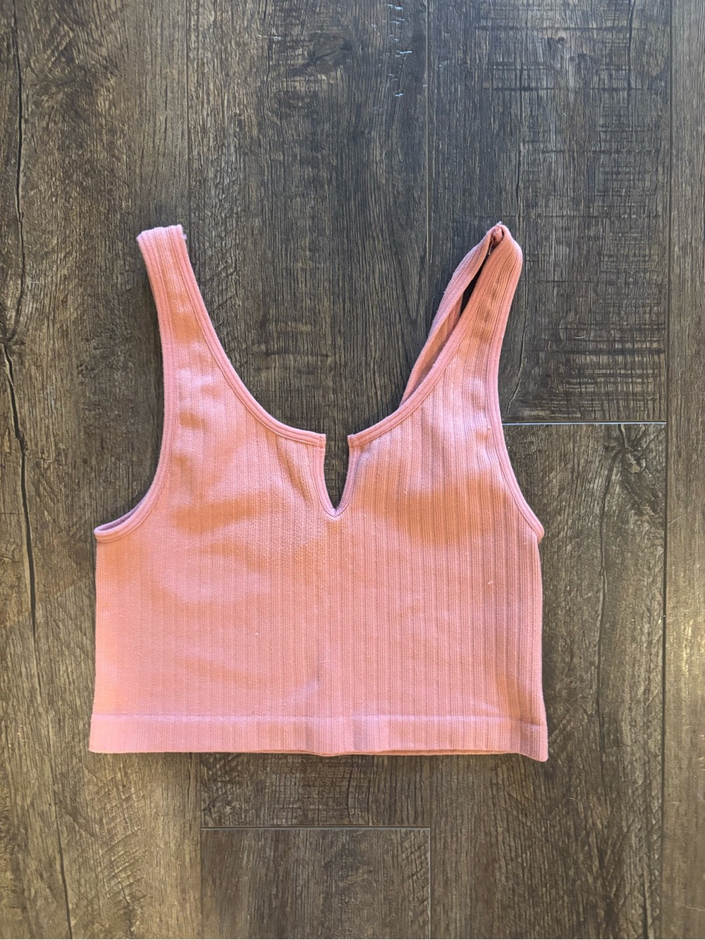 PacSun Ribbed V-Notch Pink Crop Tank Top